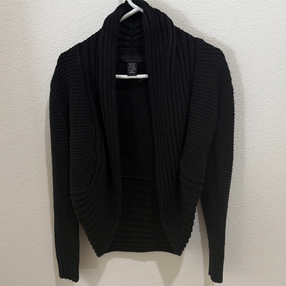 Attention Black Open-Front Cardigan